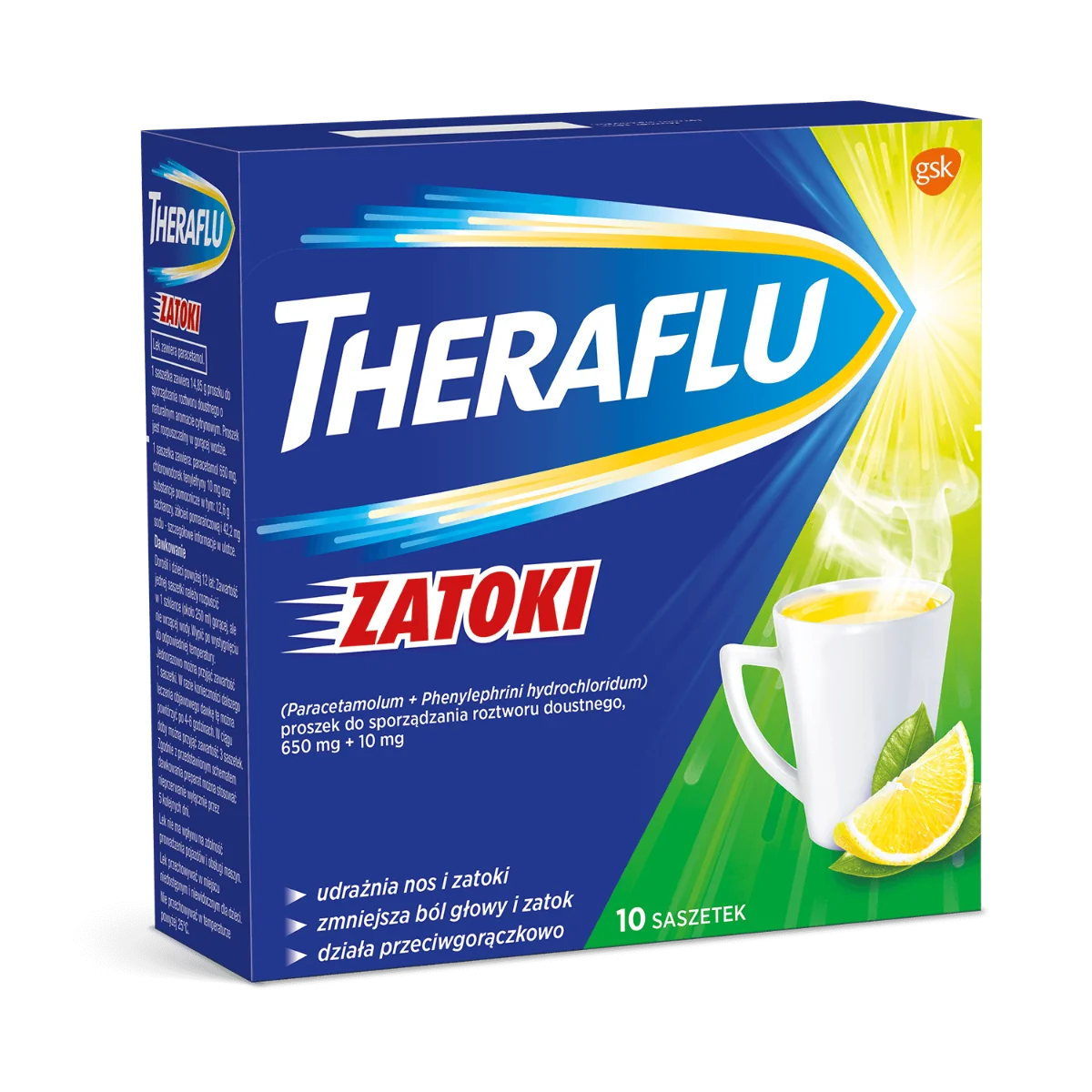 Theraflu Zatoki 650 mg + 10 mg 10 saszetek