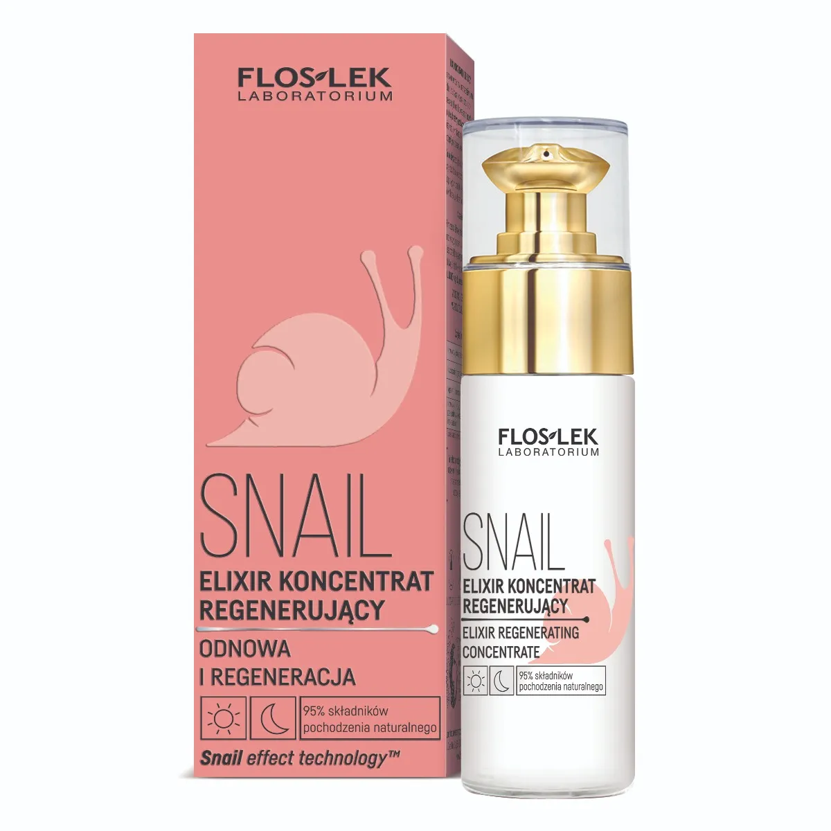 FlosLek Snail, krem-żel naprawczy + elixir koncentrat regenerujący, 50 ml + 30 ml 