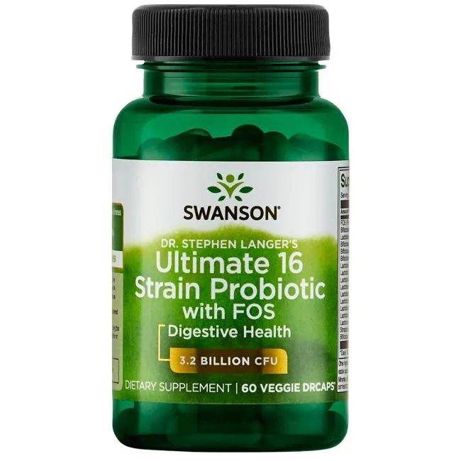 Swanson Ultimate 16 Strain Probiotic With FOS, suplement diety, 60 kapsułek