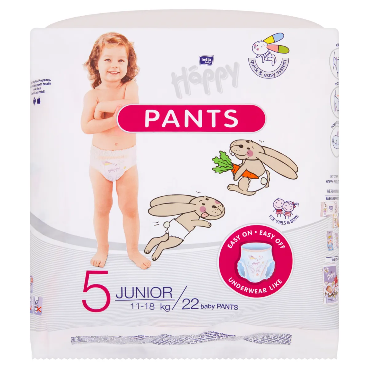 Bella Baby Happy Pants 5 Junior 11-18 kg Pieluchomajtki, 22 sztuki
