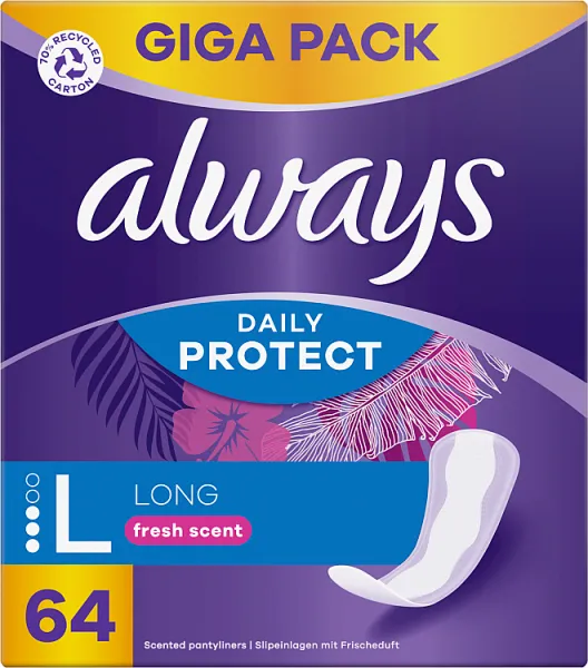Always Daily Protect Long wkładki higieniczne o świeżym zapachu, 64 sztuki