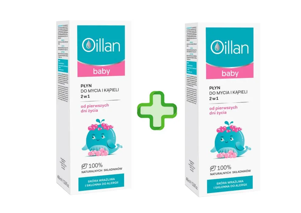 Oillan Baby, płyn do mycia i kąpieli 2w1, 400 ml + 400 ml