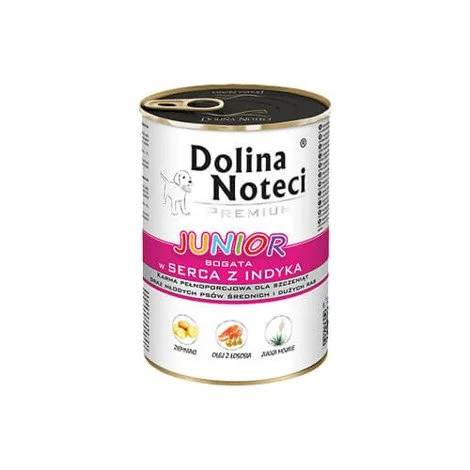 Dolina Noteci Premium Junior karma mokra dla psów bogata w serca z indyka, 400 g