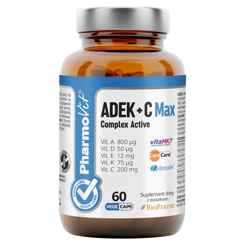 Pharmovit Clean Label ADEK + C Max Complex Active suplement diety, 60 kapsułek