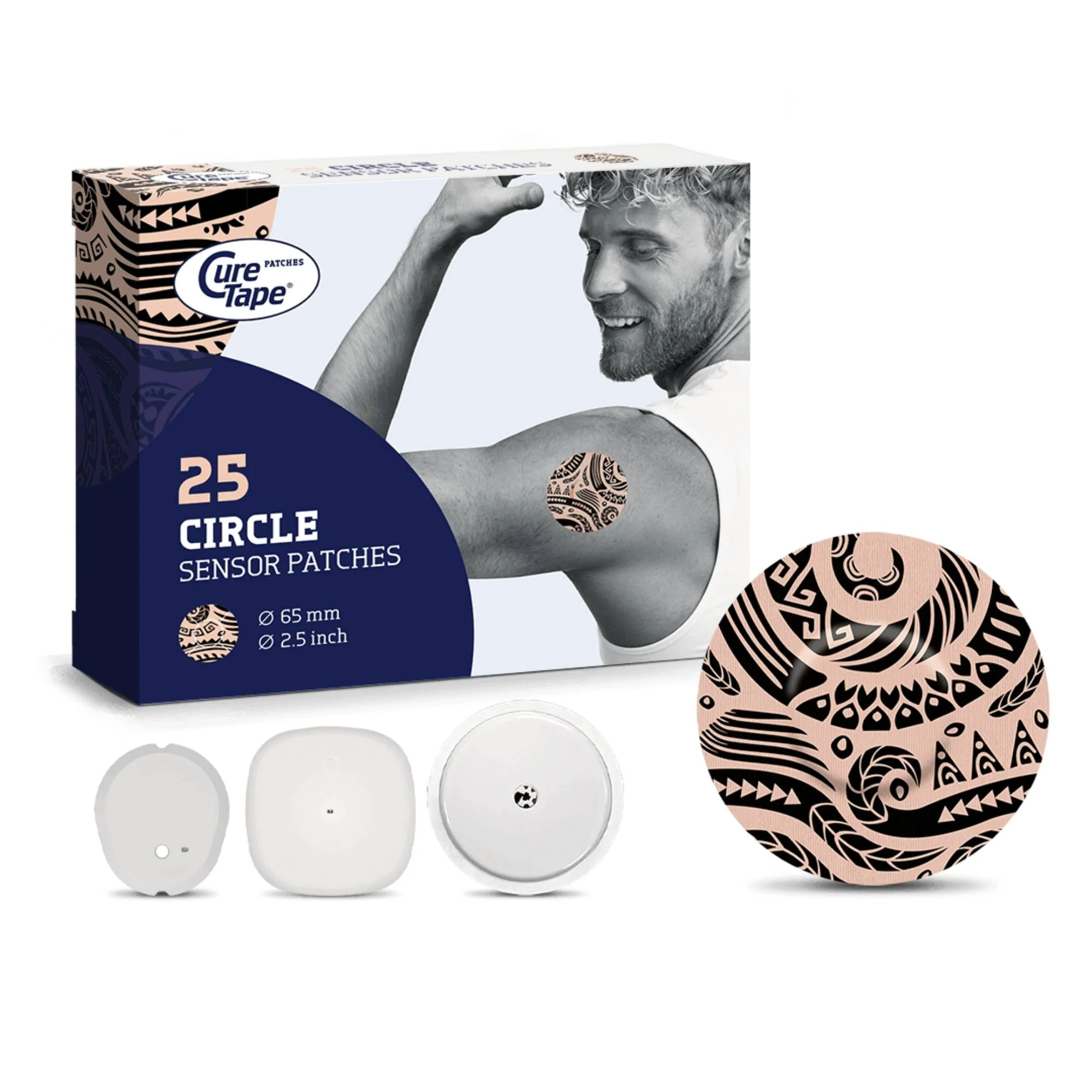 CureTape okrągłe plastry ochronne na sensor CGM tattoo, 25 sztuk