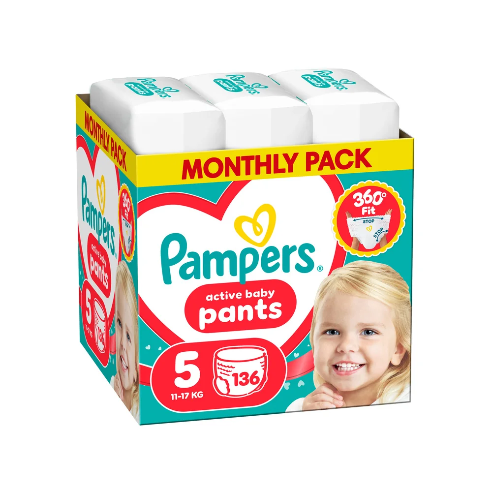 Pampers Active Baby Pants 5 pieluchomajtki, rozmiar 5, 11-17 kg, 136 sztuk