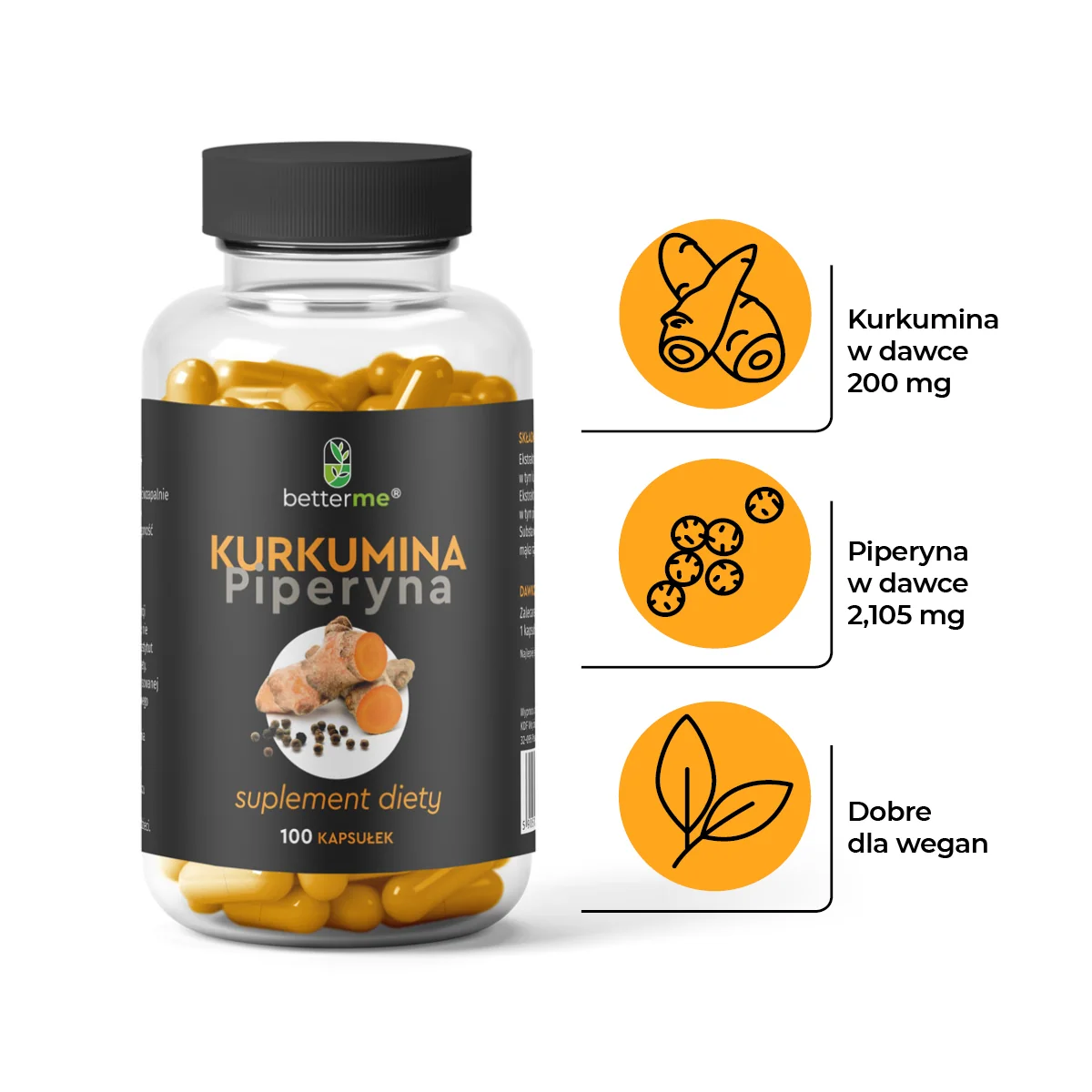 BetterMe Kurkumina i Piperyna 100 kapsułek