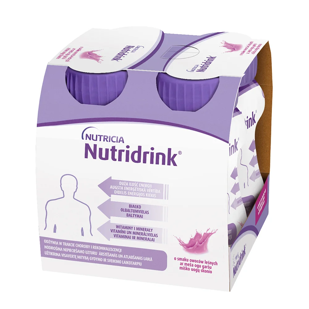 Nutridrink płyn o smaku owoców leśnych, 4 x 125 ml