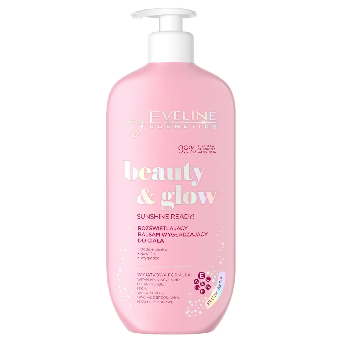 Eveline Cosmetics Beauty & Glow rozświetlający balsam wygładzający do ciała, 350 ml