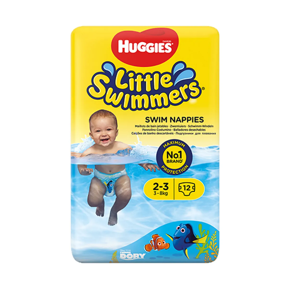 Huggies Little Swimmers, pieluchy do pływania, rozmiar 2-3, 3-8 kg, 12 sztuk