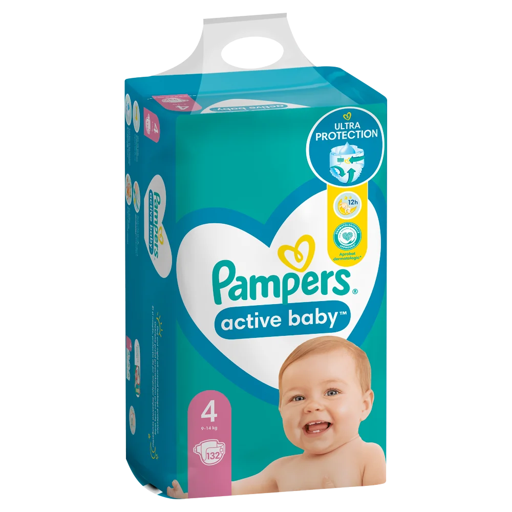 Pampers Active Baby Mega Pack pieluchy, rozmiar 4, 132 szt.