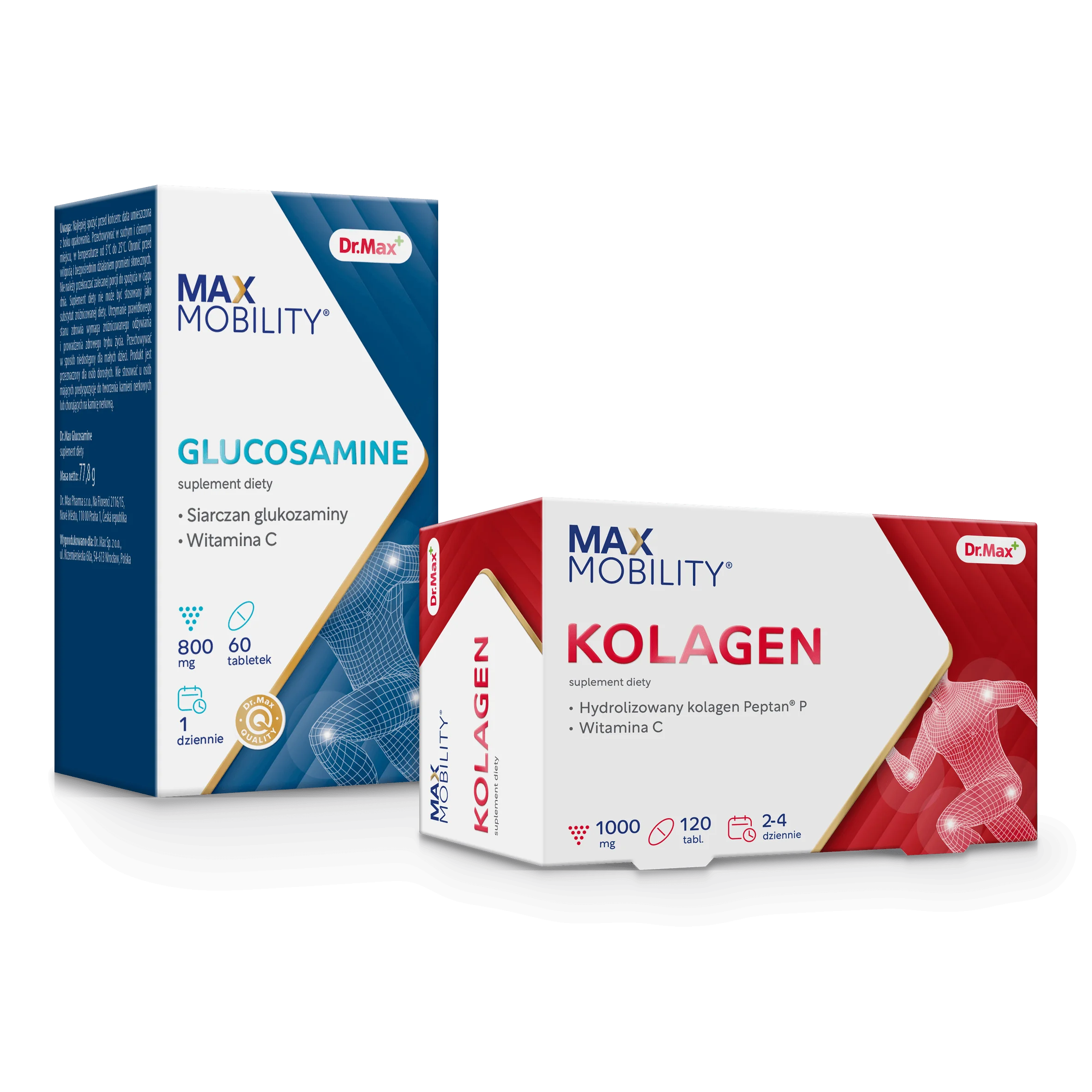 Komplet troski o mobilność Glukozamina Dr. Max 60 tabletek + Kolagen Dr. Max 120 tabletek