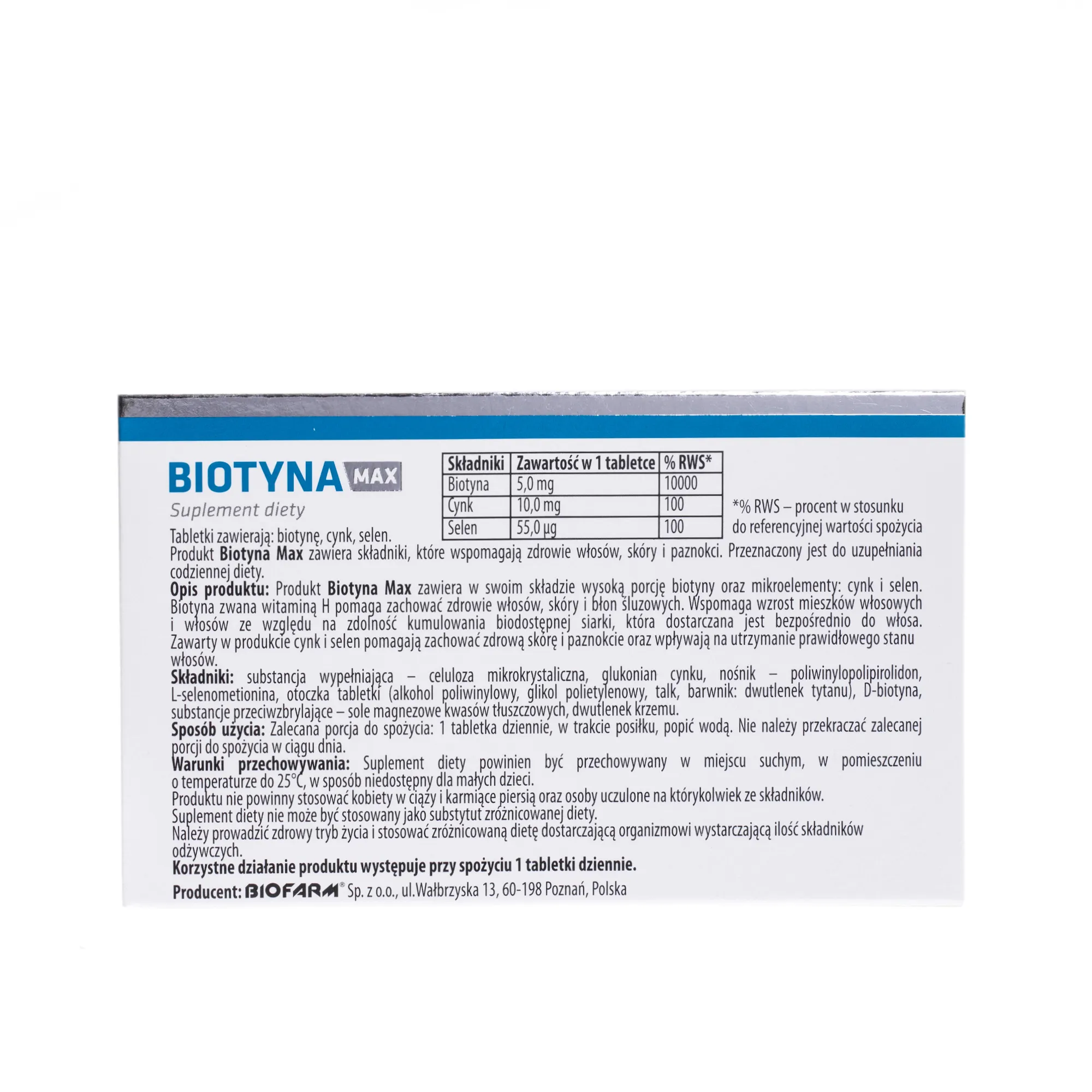 Biotyna Max, suplement diety, 30 tabletek 