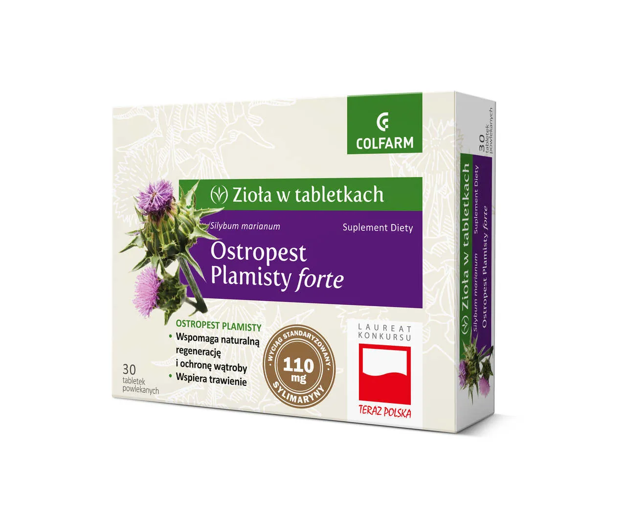 Ostropest plamisty forte, suplement diety, 30 tabletek powlekanych