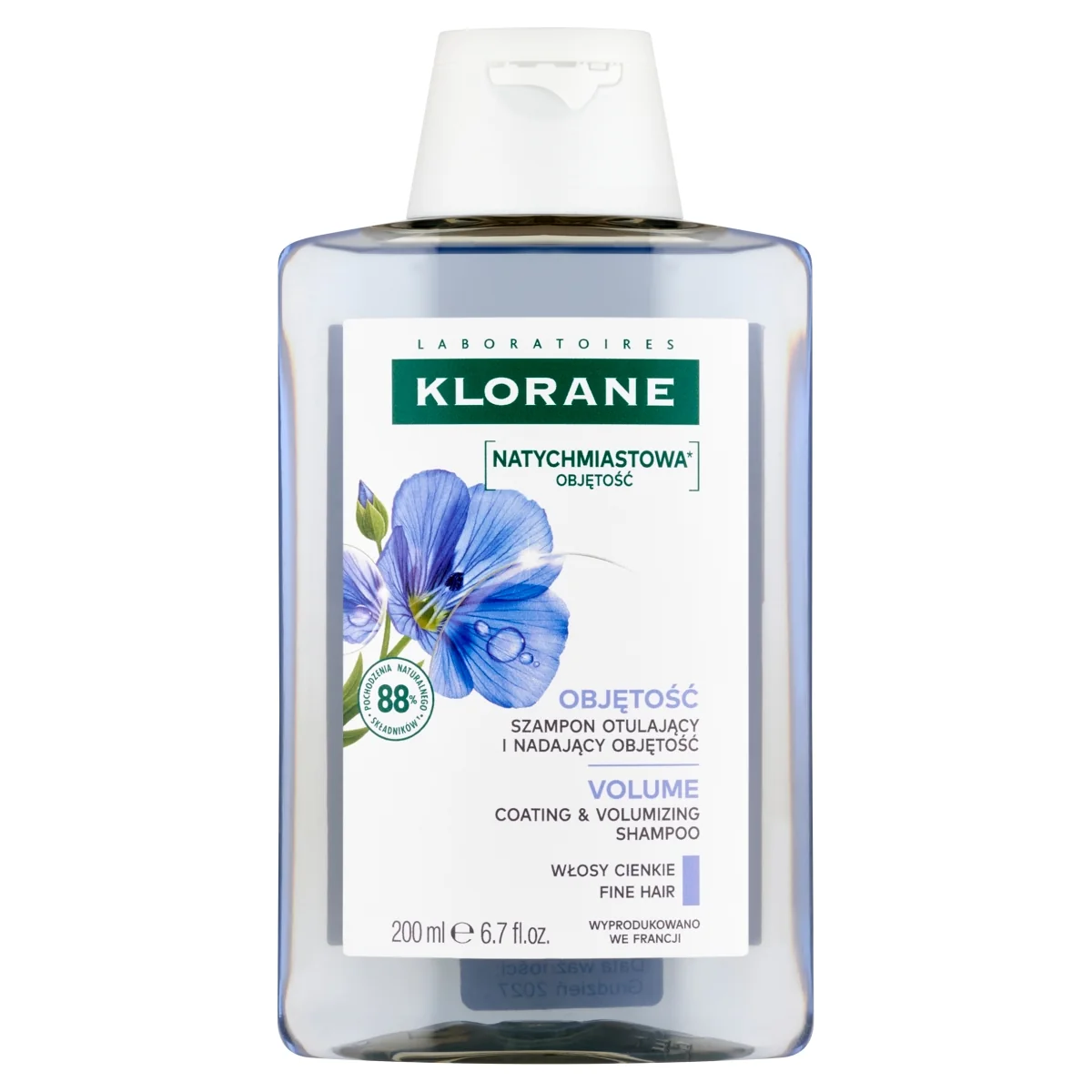 Klorane szampon otulający i nadający objętość, 200 ml