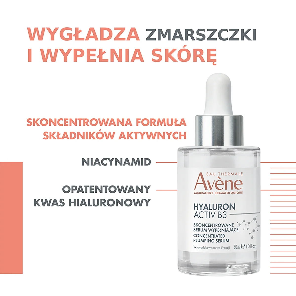 Avène Hyaluron Activ B3 skoncentrowane serum do twarzy z kwasem hialuronowym i niacynamidem, 30 ml