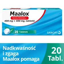 Maalox, smak miętowy, 20 tabletek