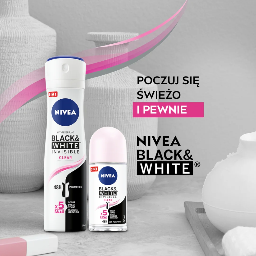 Nivea Black & Night Invisible Clear antyperspirant w kulce, 50 ml