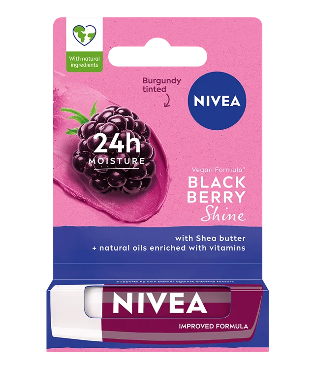 Nivea Blackberry Shine pielęgnująca pomadka do ust, 4,8 g