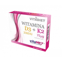 Witamina D3 2000 IU + K2 75 µg VitaMK-7, suplement diety, 60 tabletek
