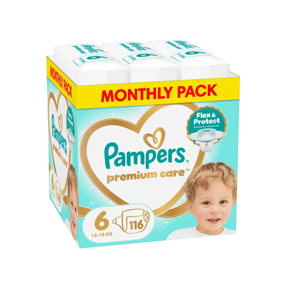 Pampers Premium Care 6 pieluchy, rozmiar 6, 13-18 kg, 116 sztuk