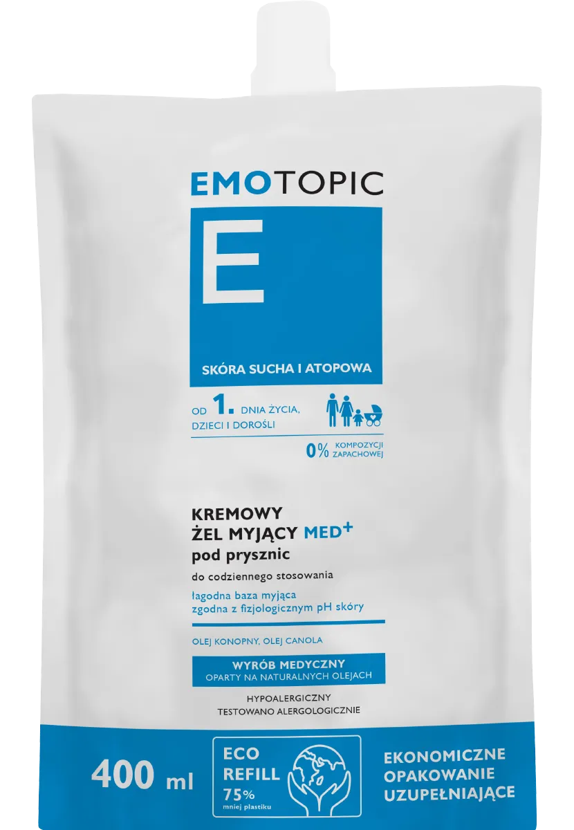 Pharmaceris E Emotopic Med+ Kremowy żel myjący, refill, 400 ml
