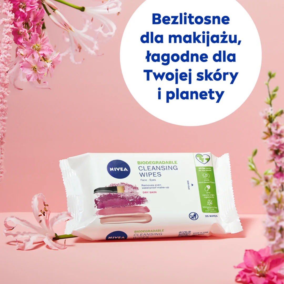 Nivea Nawilżane chusteczki do demakijażu 3 w 1 cera sucha i wrażliwa, 25 szt.