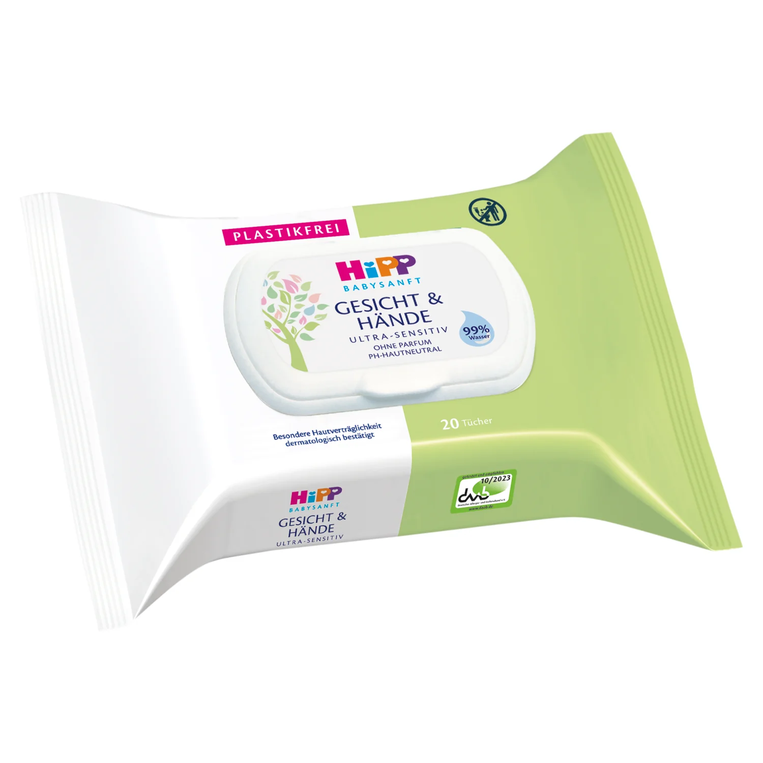 HiPP Babysanft Ultra-Sensitive chusteczki nawilżane do rączek i twarzy, 20 sztuk