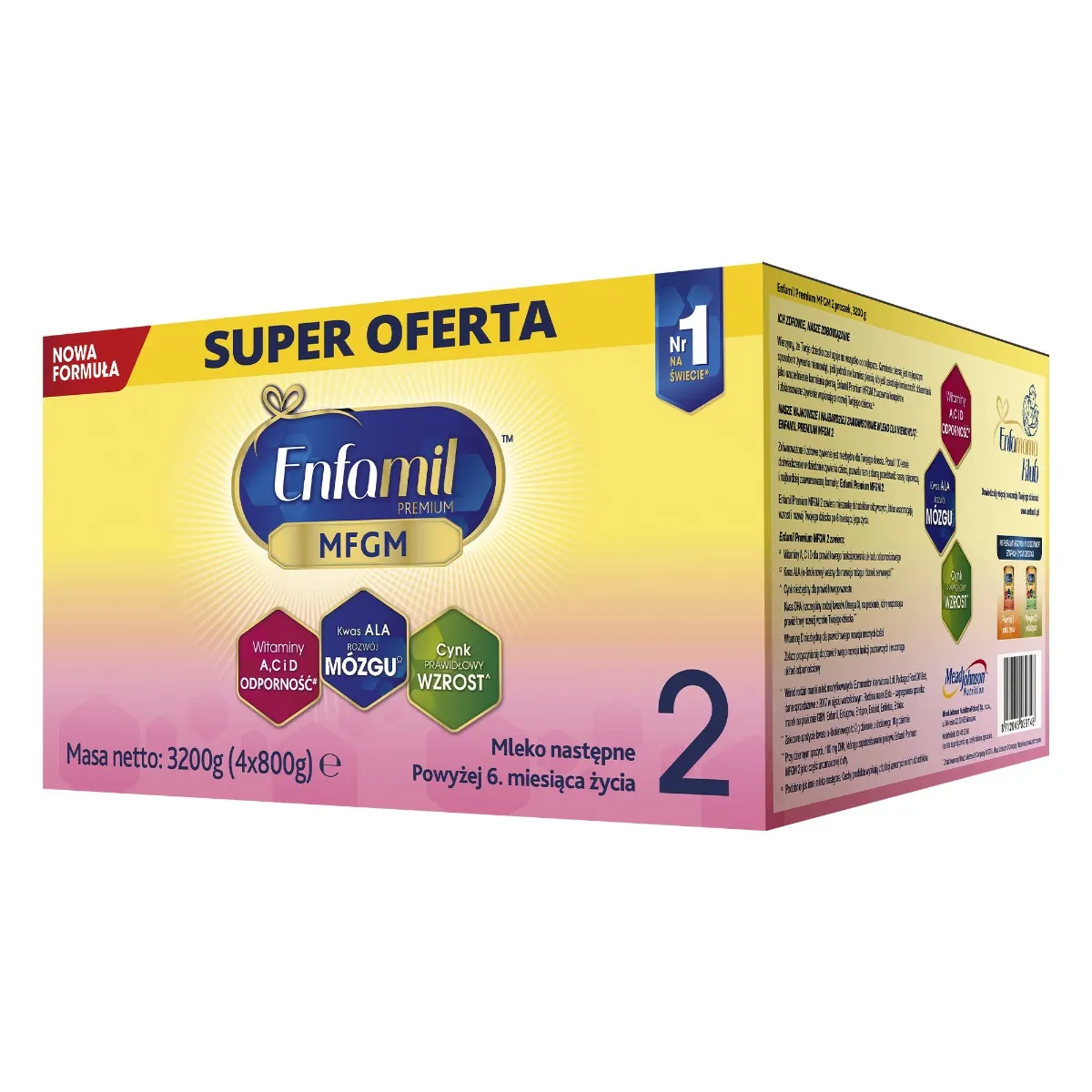 Enfamil Premium 2 MFGM. mleko nastepne od 6  do 12 miesiąca, 3200 g 