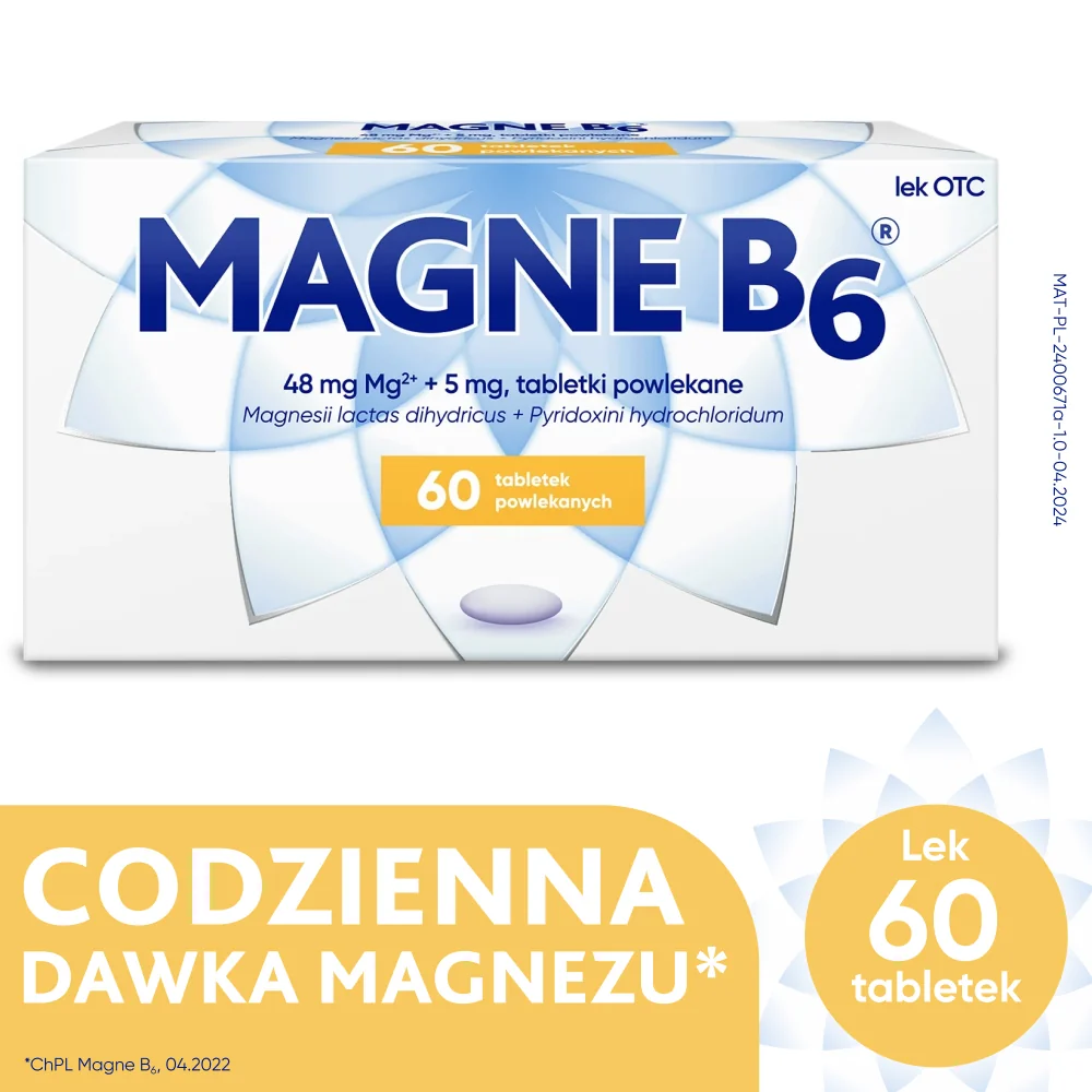 Magne B6 48 mg + 5 mg, 60 tabletek powlekanych