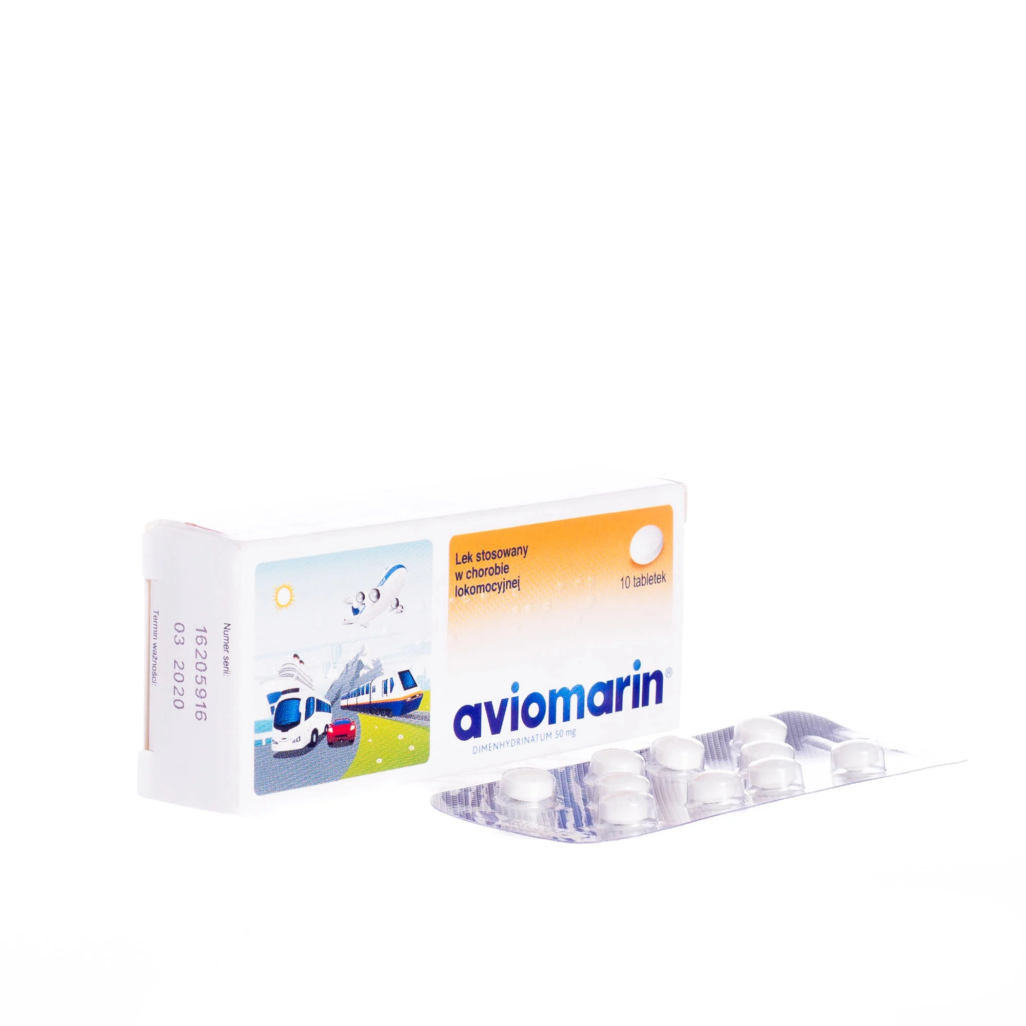 Aviomarin dimenhydrinatum 50 mg, 10 tabletek