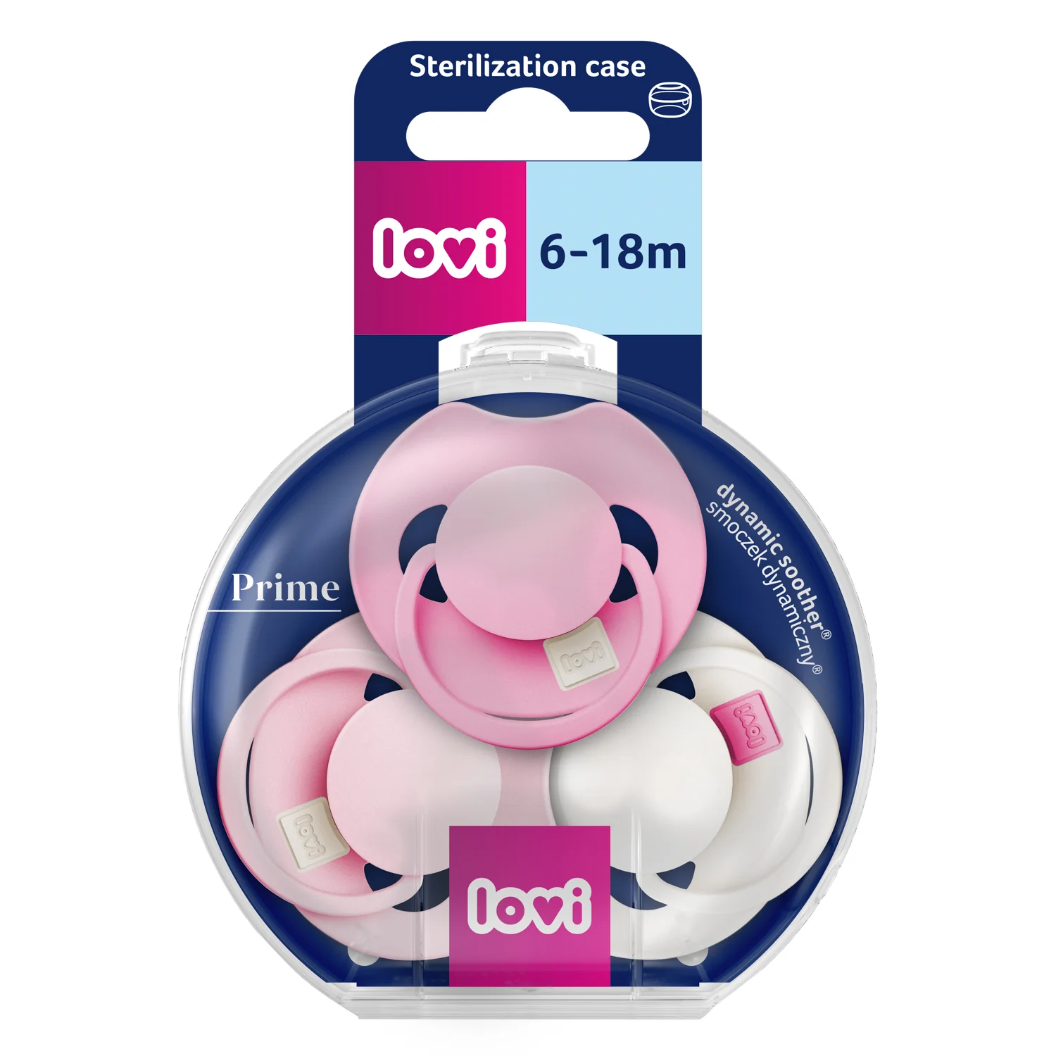 Lovi Prime smoczek silikonowy dynamiczny 6-18 m Peony Pink 34/455, 3 sztuki