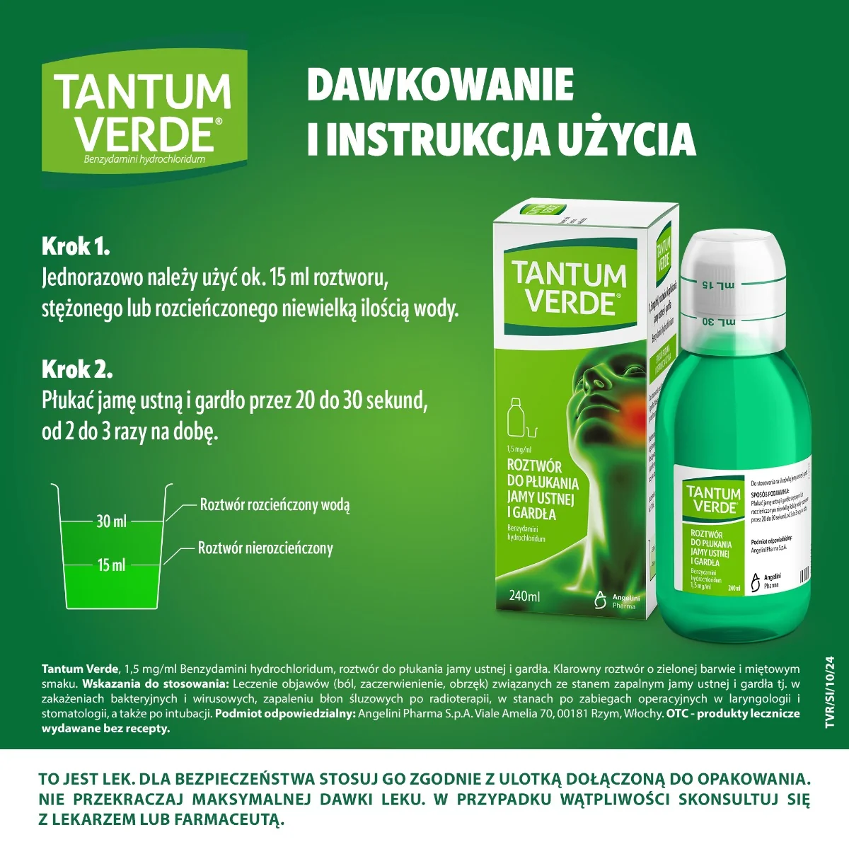 Tantum Verde roztwór do płukania jamy ustnej, 240 ml