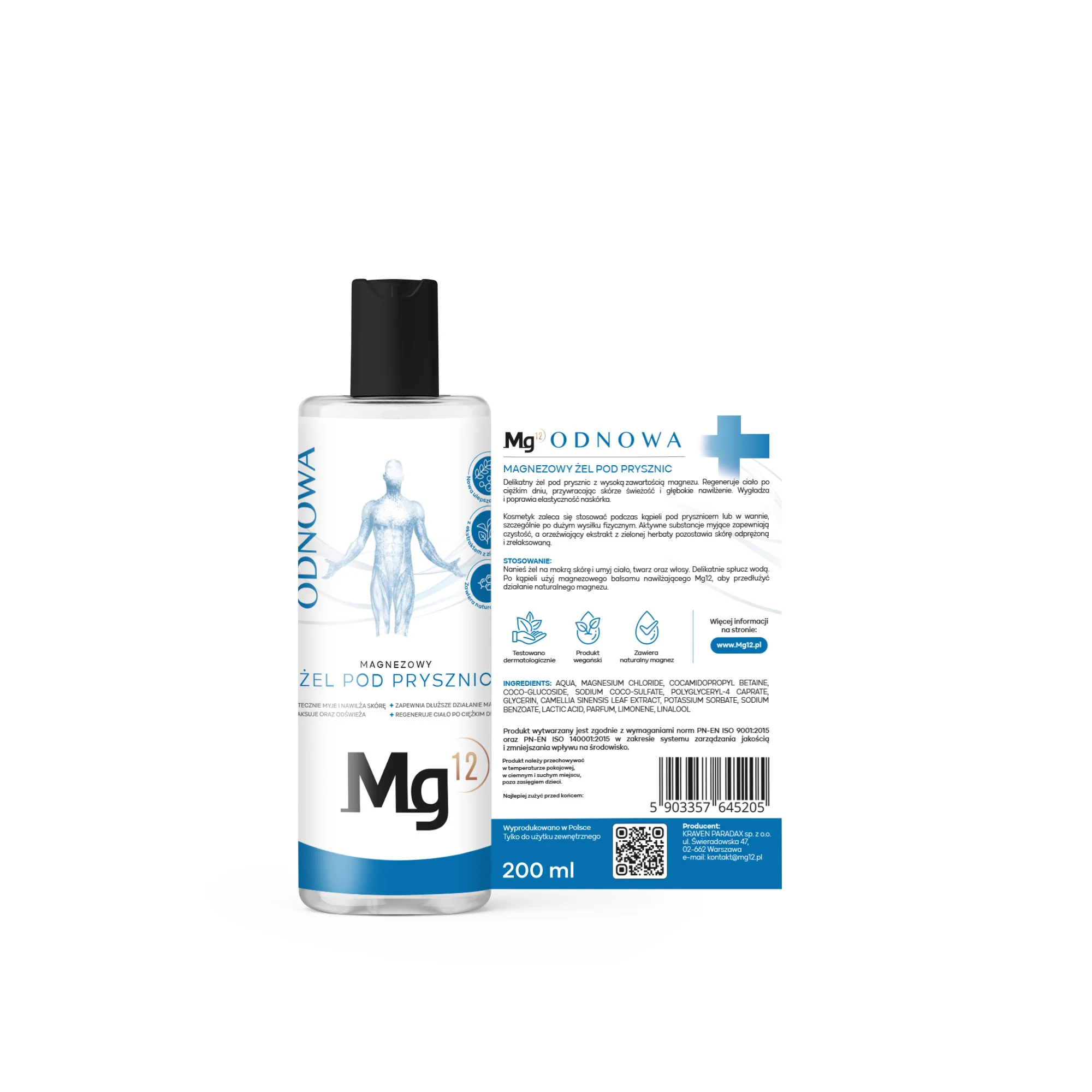 Mg12 Odnowa magnezowy żel pod prysznic z biszofitem, 200 ml