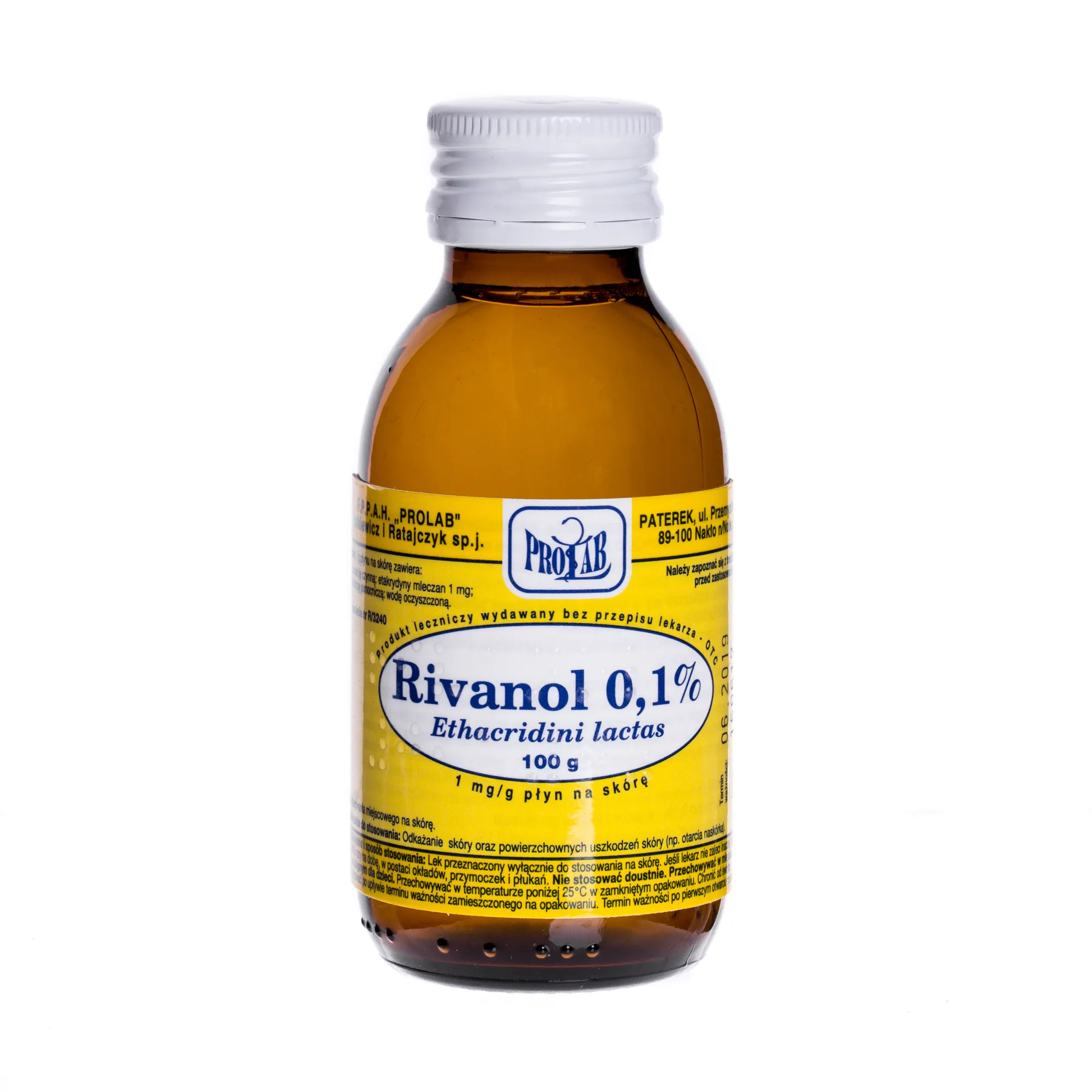 Rivanol 0,1 %, 1 mg/g, płyn na skórę, 100 g