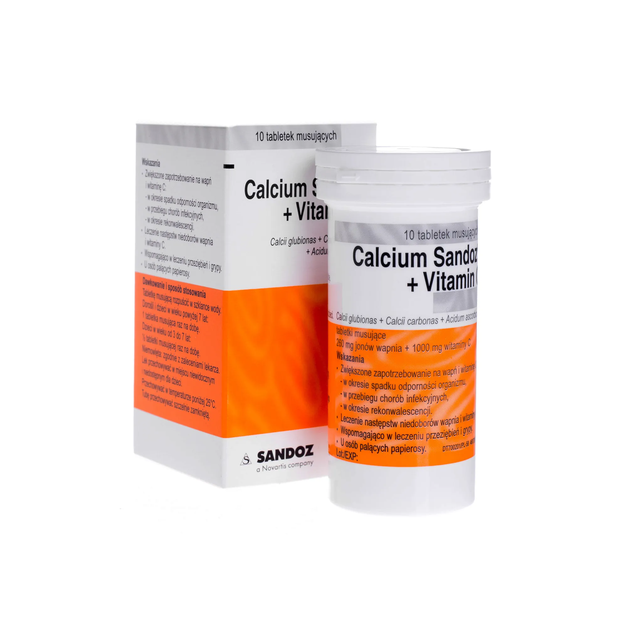 Calcium Sandoz + Vitamin C, 10 tabletek musujących