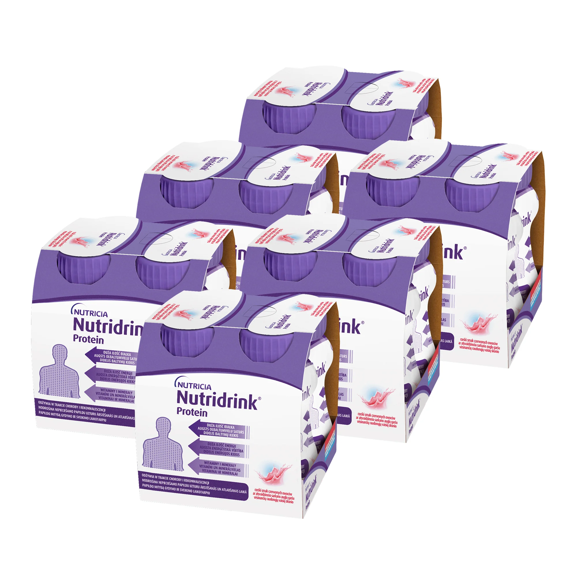 Nutridrink Protein płyn o rześkim smaku czerwonych owoców, 6x4x125 ml