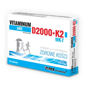 AMS Vitaminum D2000 + K2 MK7, suplement diety, 30 tabletek 