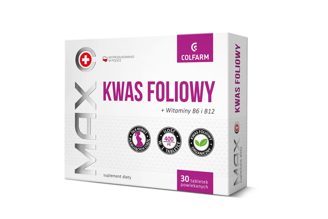 Max Kwas Foliowy, suplement diety, 30 tabletek powlekanych