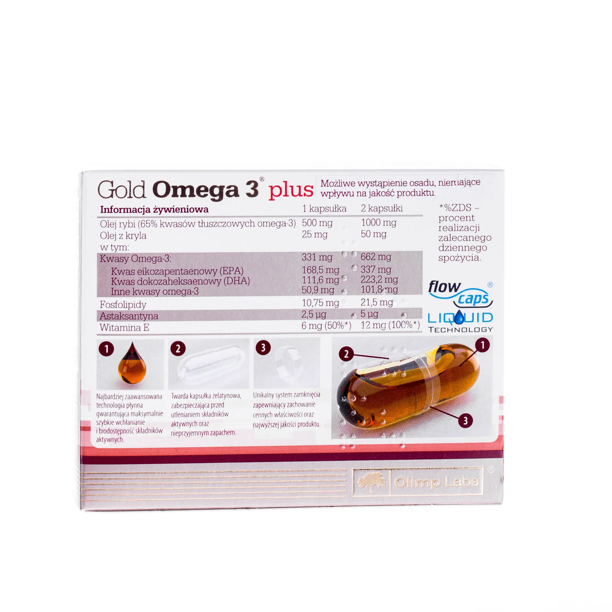 Olimp Gold Omega 3 Plus, suplement diety, 60 kapsułki 