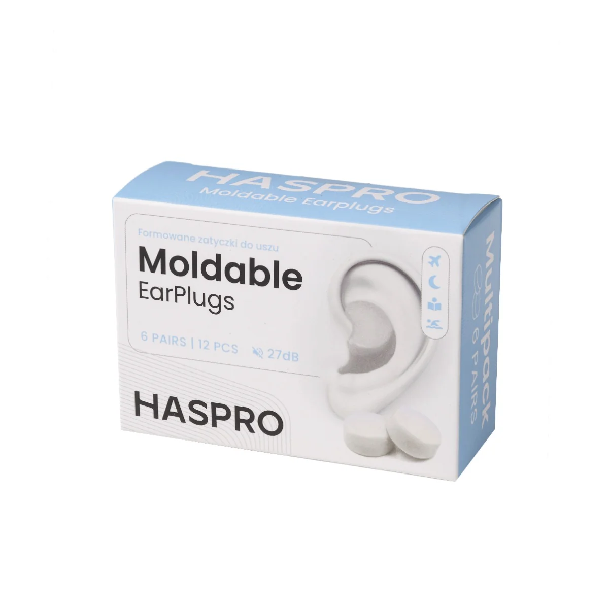 Haspro Mold 6P formowane zatyczki do uszu, przezroczyste, 6 par