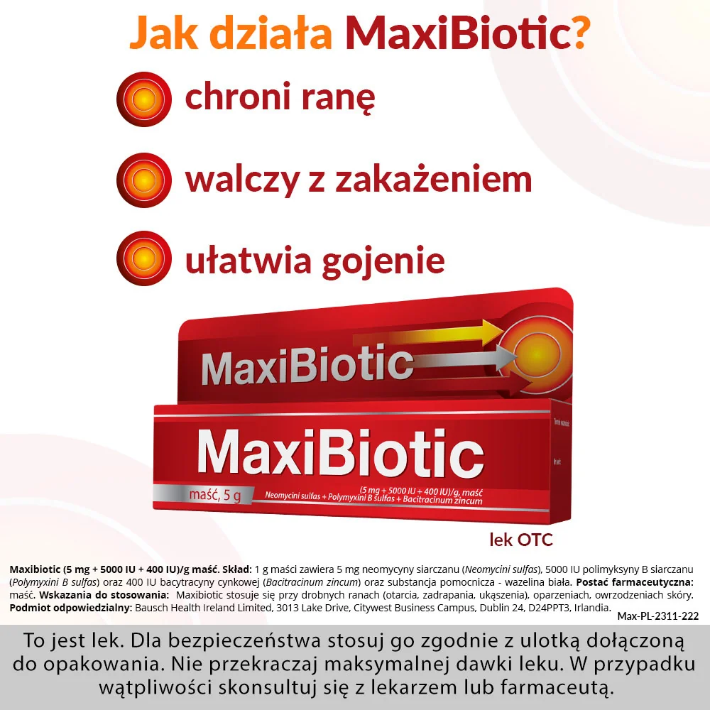 MaxiBiotic (5 mg + 5000 IU + 400 IU)/g maść, 5 g