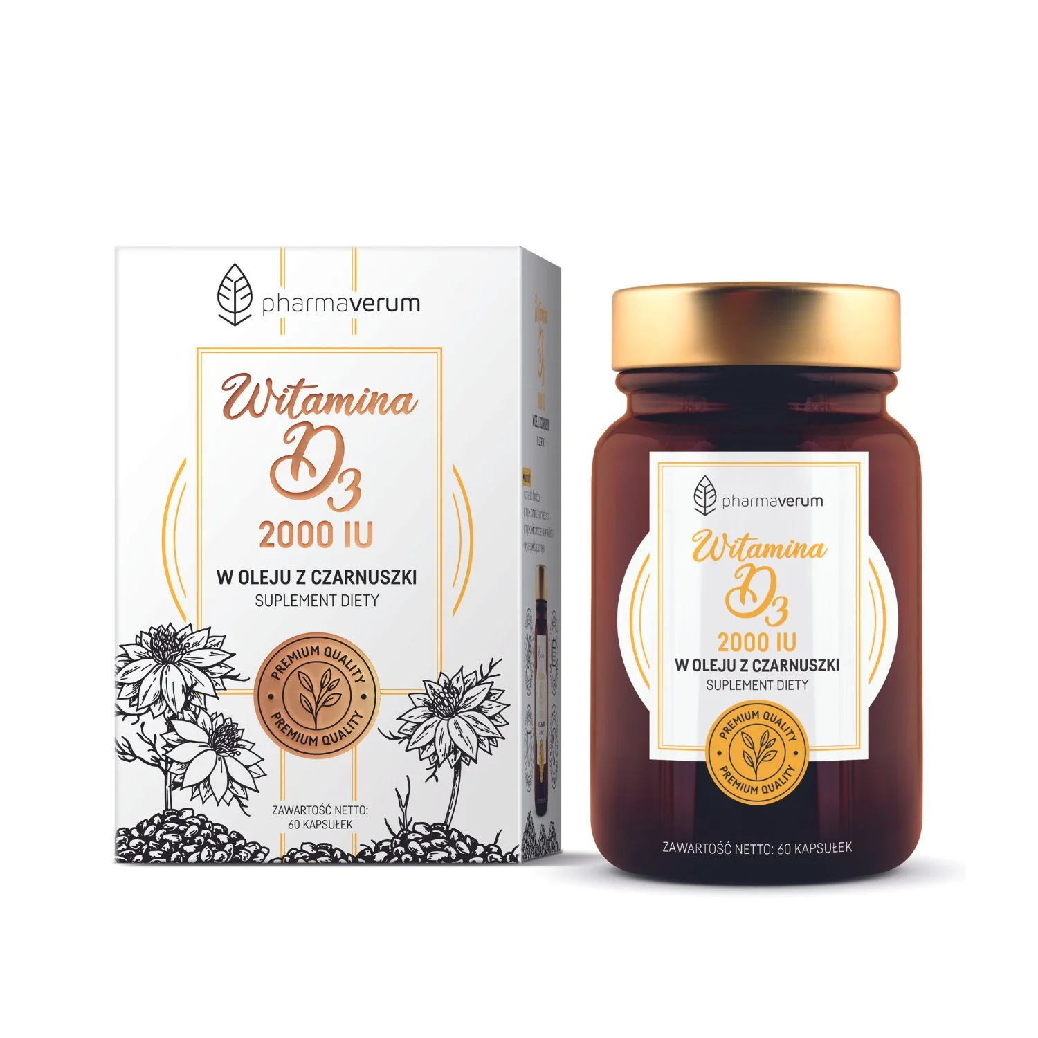 Witamina D3 2000 w oleju z czarnuszki 60 kapsułek