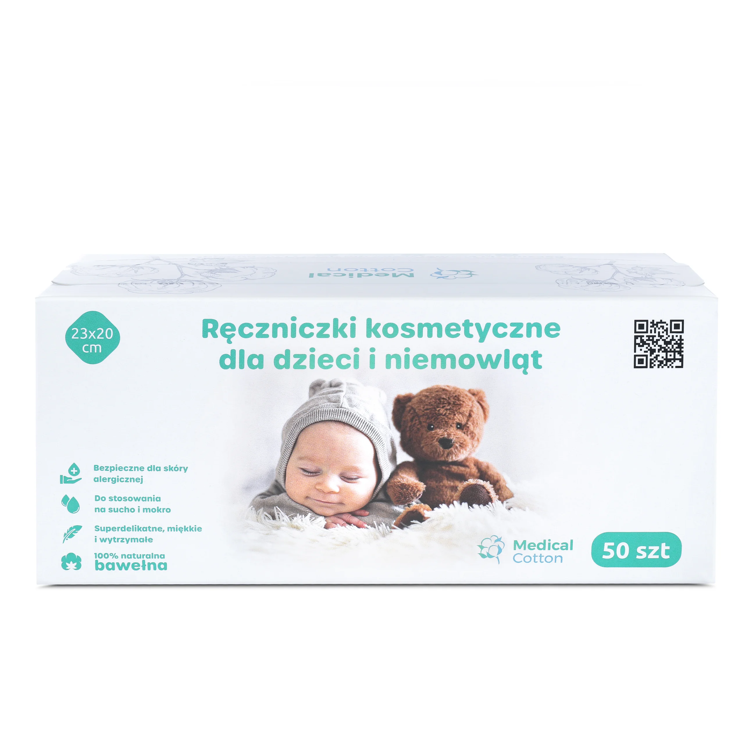 Medical Cotton ręczniczki kosmetyczne dla dzieci i niemowląt, 50 szt.