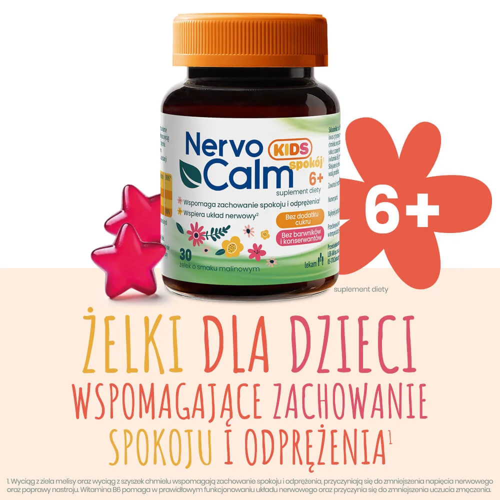 NervoCalm Kids 6+ Spokój o smaku malinowym, 30 żelek
