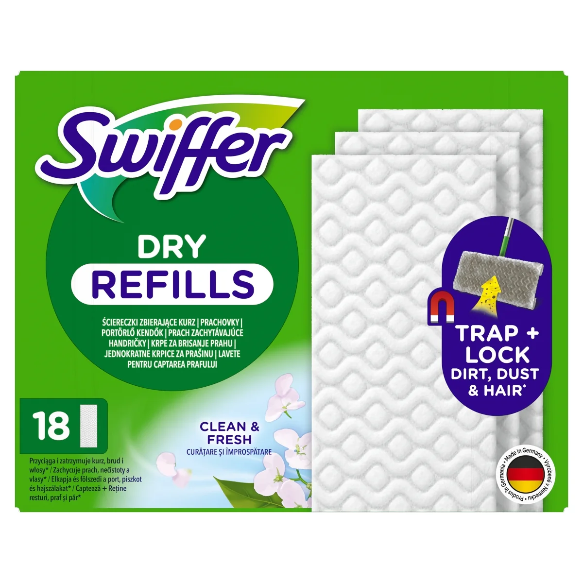 Swiffer Swiffer Ściereczki do zbierania kurzu z podłóg, wkłady wymienne, 18 sztuk