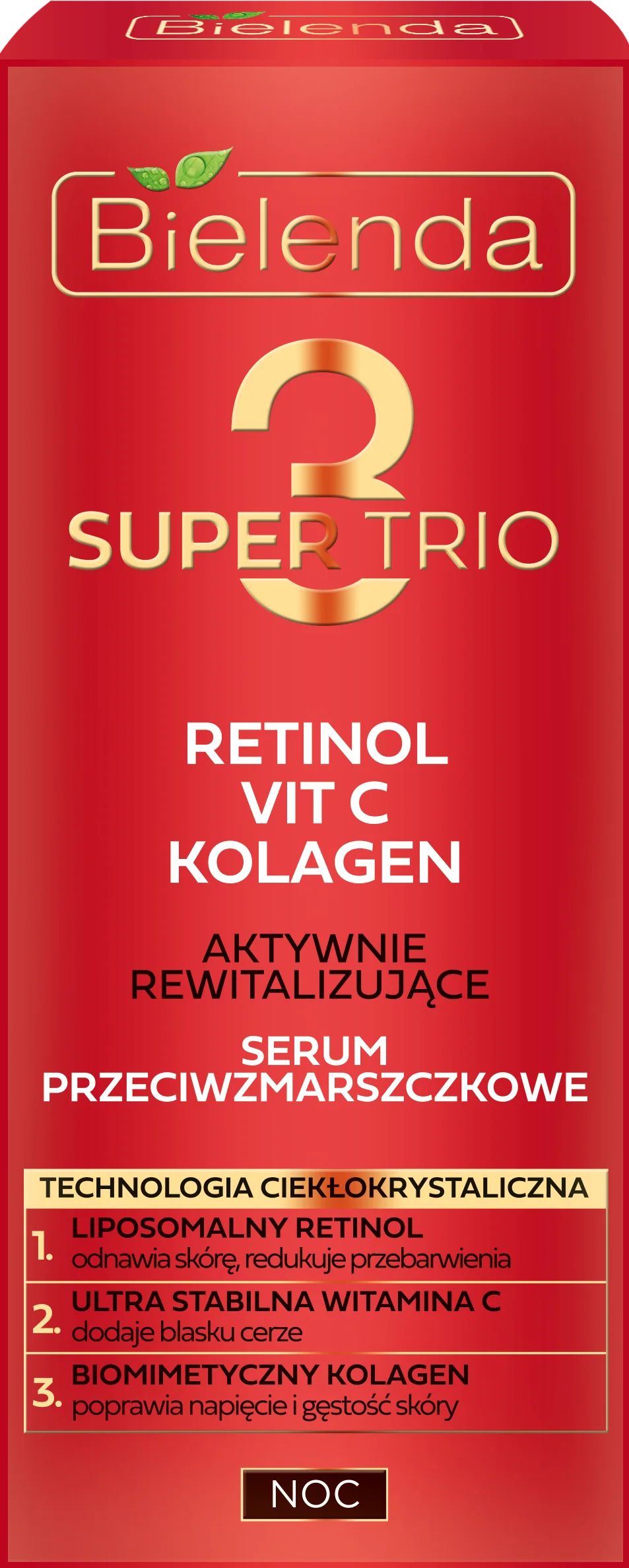 Bielenda Super Trio krem aktywnie rewitalizujące serum przeciwzmarszczkowe na noc, 30 ml