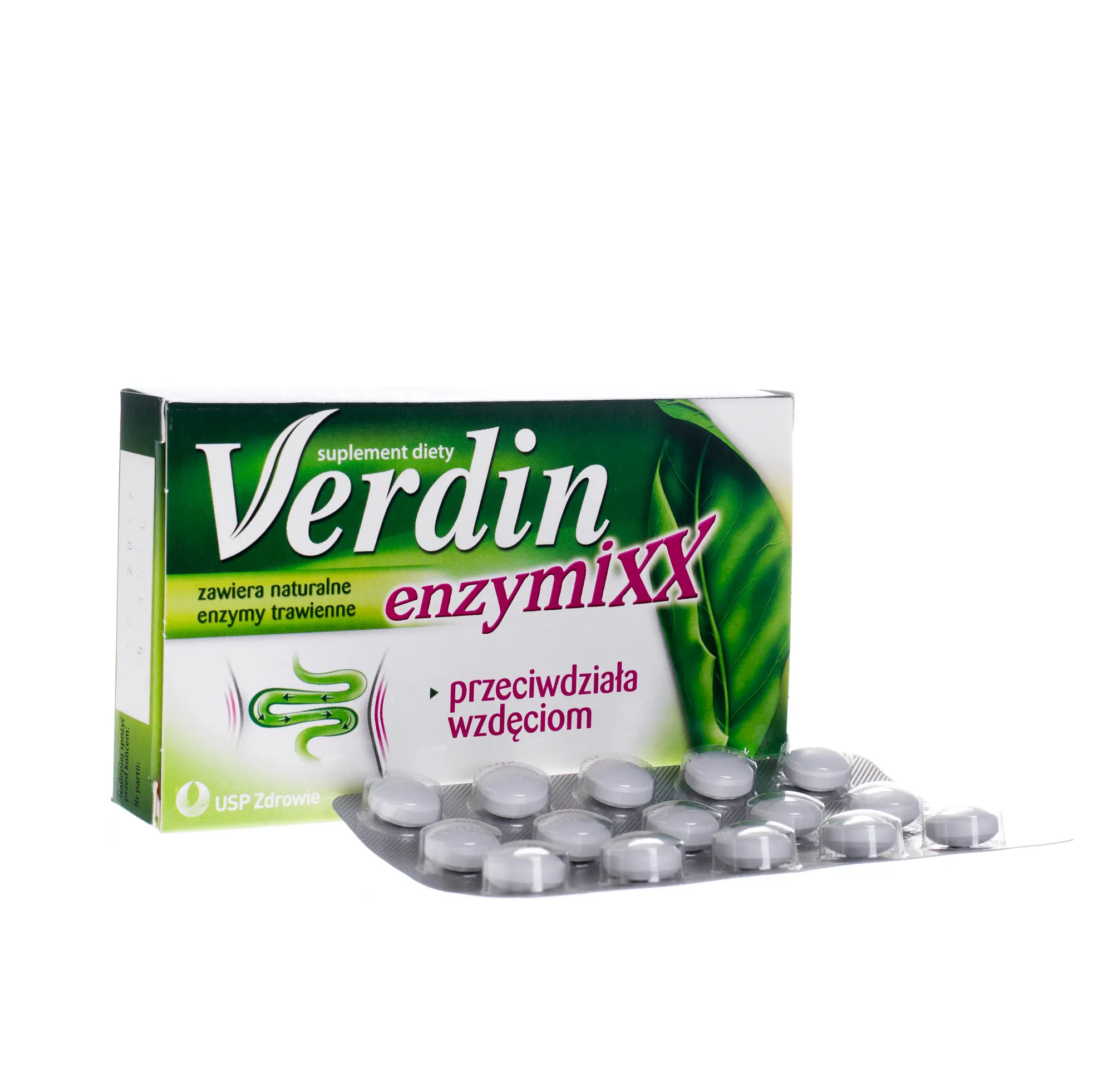 Verdin Enzymixx, przeciwdziała wzdęciom, 15 tabletek powlekanych 