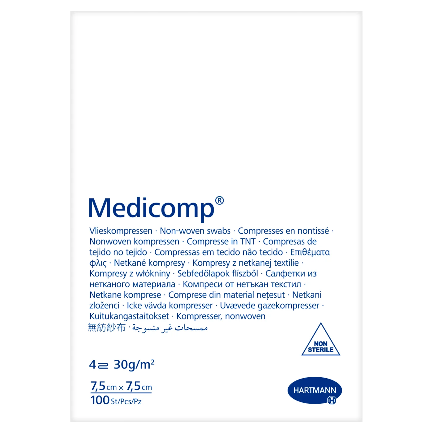 Medicomp kompres niejałowy 7,5 cm x 7,5 cm, 100 szt.