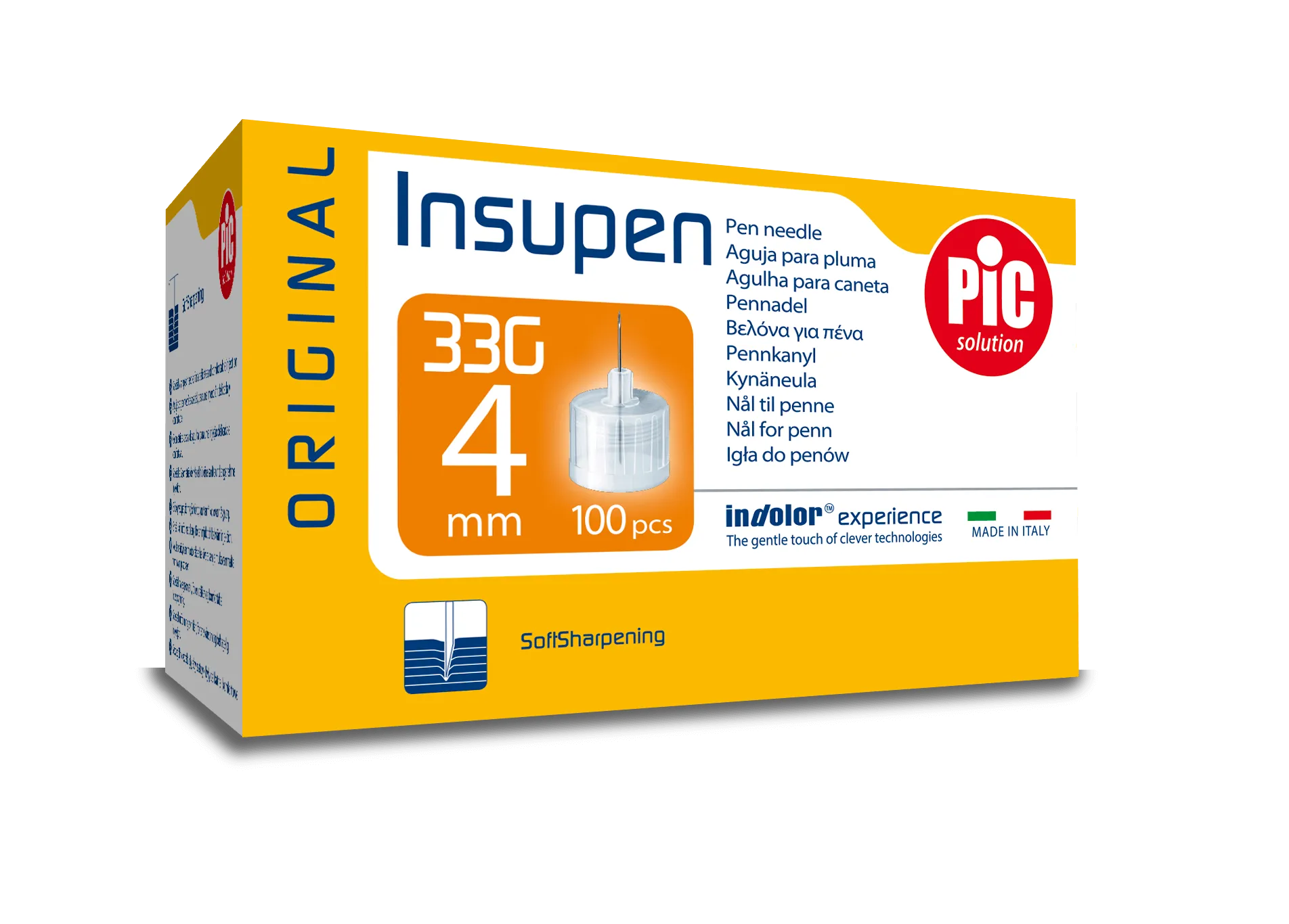 PIC Insupen 33G 4mm, igły do penów, 100 sztuk